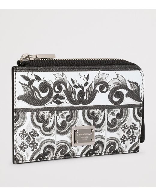Dolce & Gabbana Black Grained Calfskin Majolica Cardholder for men