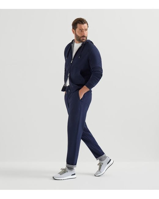 Brunello Cucinelli White Chiné-Knit T-Sole Sneakers for men