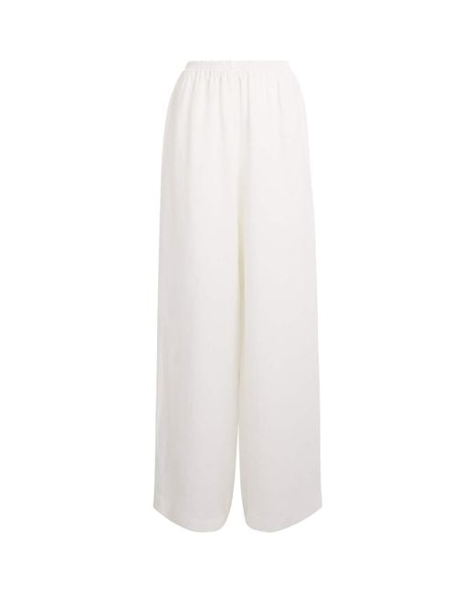 Eskandar White Linen Flared Trousers