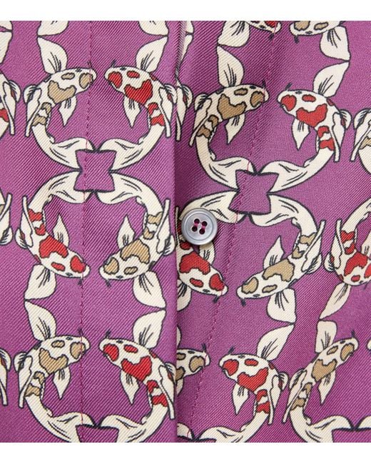 Max Mara Purple Silk Printed Midi Caftan Dress