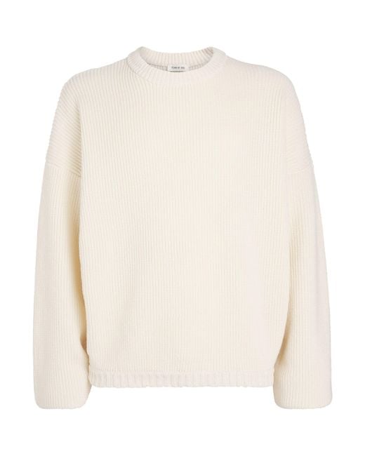 Fear Of God White Wool-Linen-Cotton Sweater for men