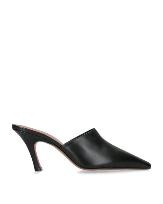 AMINA MUADDI Black Leather Jamie Heeled Mules 80
