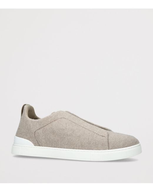 Zegna Gray Oasi Cashmere Triple Stitch Sneakers for men