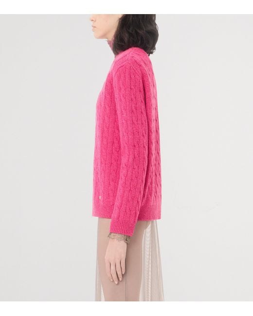 Valentino Pink Virgin Wool Cable-Knit Sweater