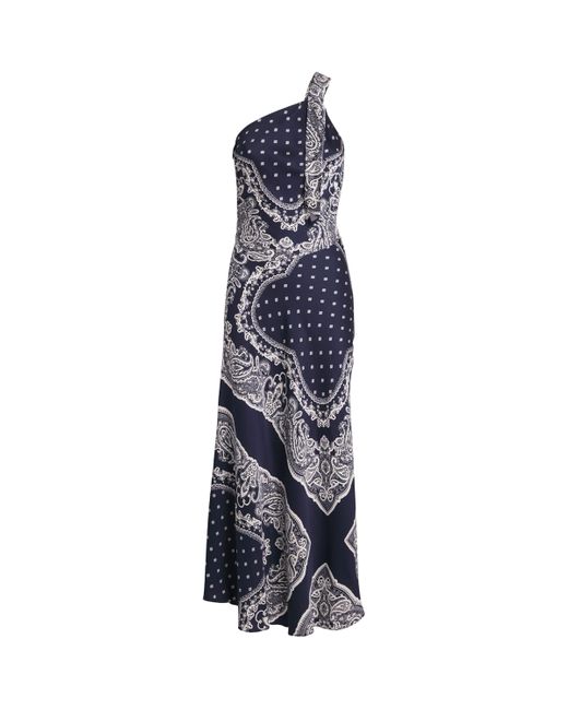Sandro Bandana Print Maxi Dress in Blue | Lyst UK