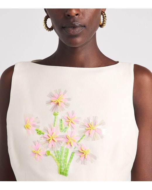 LEO LIN White Wool-Silk Eleanor Midi Dress