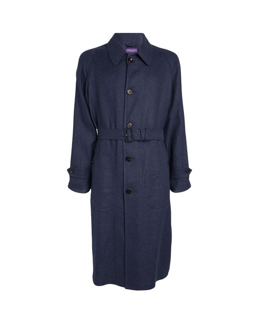 Ralph Lauren Purple Label Blue Linen-silk Overcoat for men