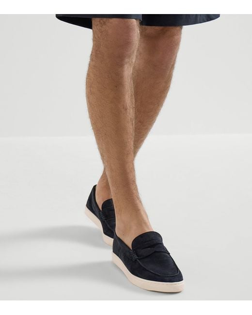 Brunello Cucinelli Blue Suede Hybrid Loafers