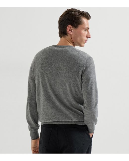 Brunello Cucinelli Gray Cashmere V-Neck Sweater for men