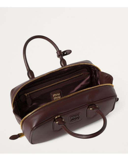 Miu Miu Brown Small Leather Arcadie Top-Handle Bag