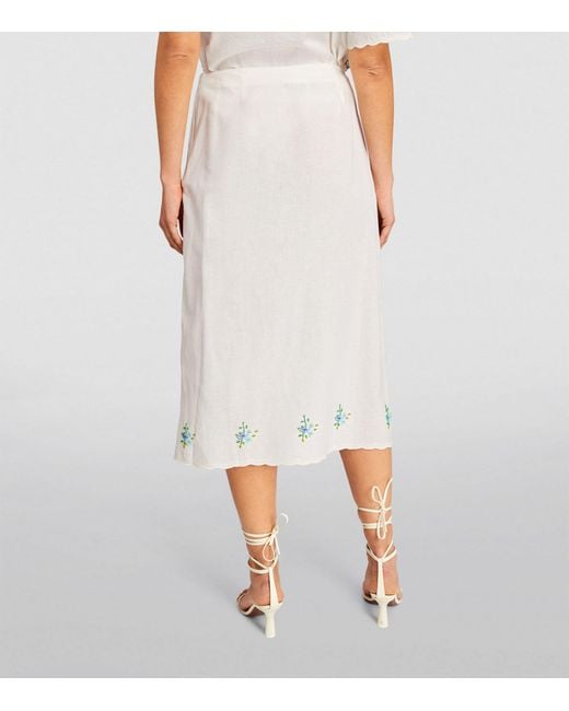 Sea White Cotton-blend Tania Midi Skirt