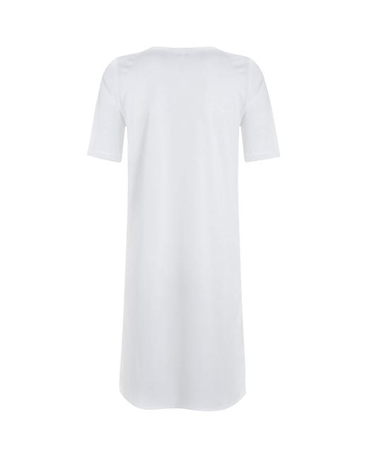 Hanro White Cotton Deluxe Short Sleeve Nightdress