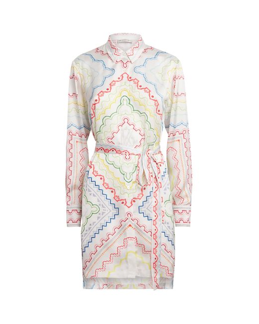 Mary Katrantzou White Printed Verona Mini Shirt Dress