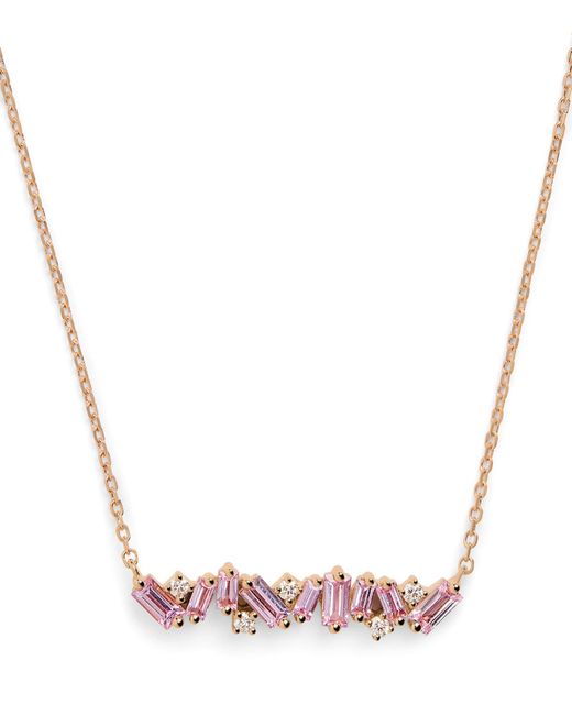 Suzanne Kalan Pink Diamond And Sapphire Frenzy Bar Necklace