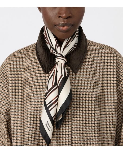 Weekend by Maxmara Black Silk Printed Square Scarf