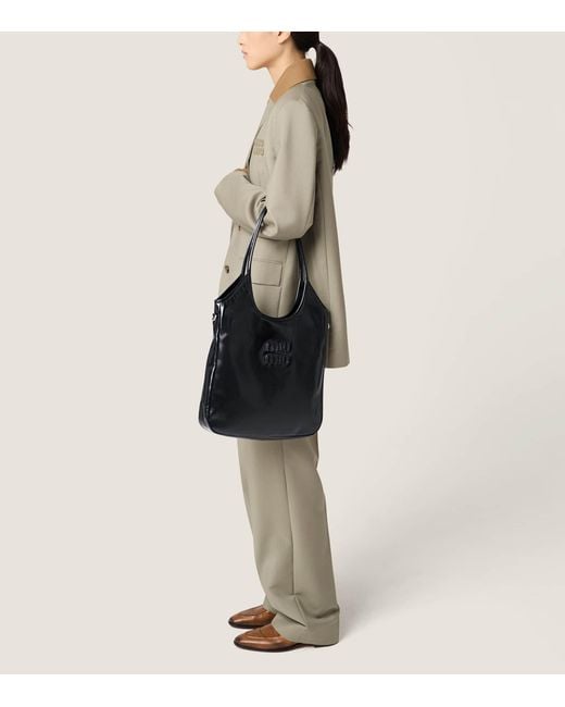 Miu Miu Black Leather Ivy Top-Handle Bag