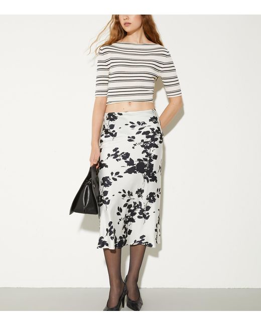 MAX&Co. Gray Stripe Boat-Neck Crop Top