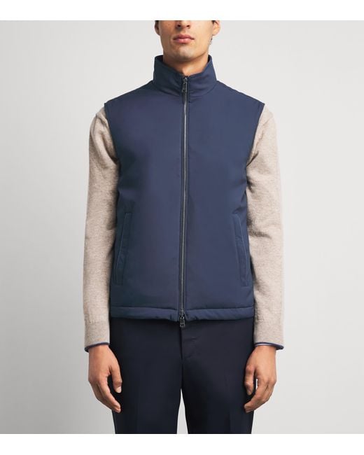 Paul & Shark Blue Padded Reversible Gilet for men