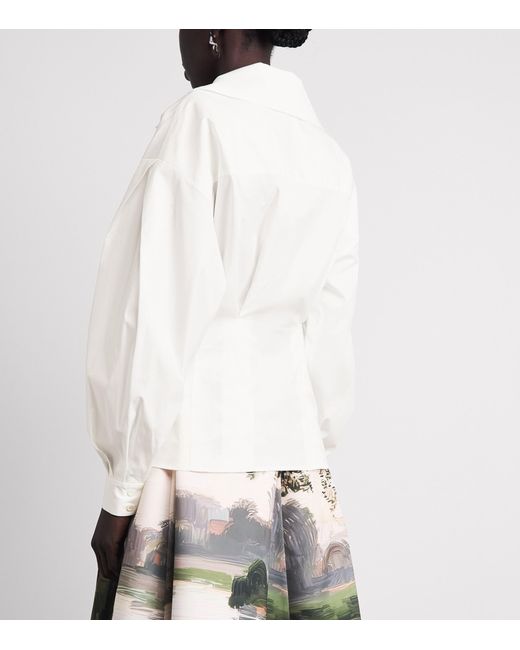 Carolina Herrera White Balloon-Sleeve Fitted Shirt