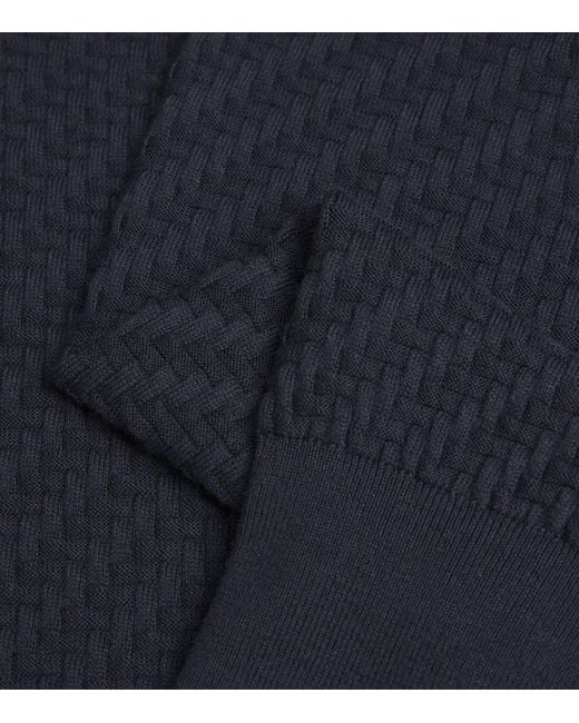 Brioni Blue Cotton-Silk-Cashmere Zipped Sweater for men