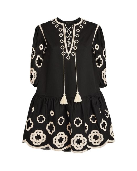 Maje Embroidered Tunic Dress in Black | Lyst Maje Embroidered Tunic Dress in Black | Lyst