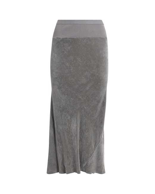 Rick Owens Gray Velvet Midi Slip Skirt