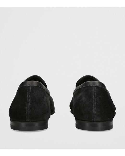 John Lobb Black Suede Tyne Ii Loafers for men