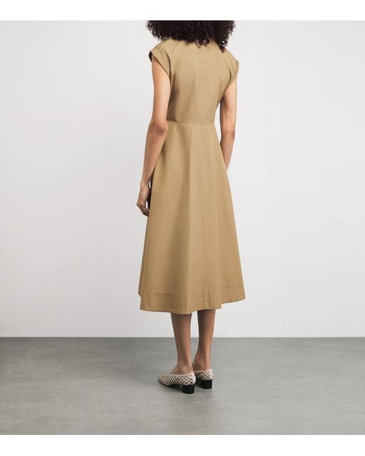 Lafayette 148 New York Natural Cotton Tie-Front Midi Shirt Dress