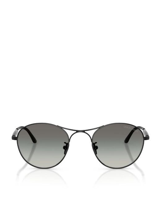 Giorgio Armani Gray Steel Round Sunglasses for men