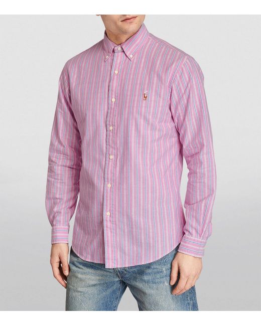 Polo Ralph Lauren Purple Cotton Striped Shirt for men