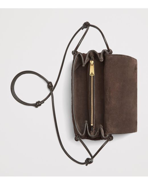 Bottega Veneta Brown Suede Intrecciato Notturno Pouch