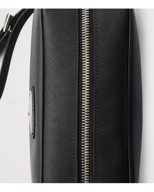 Prada Black Saffiano Leather Triangle Pouch for men