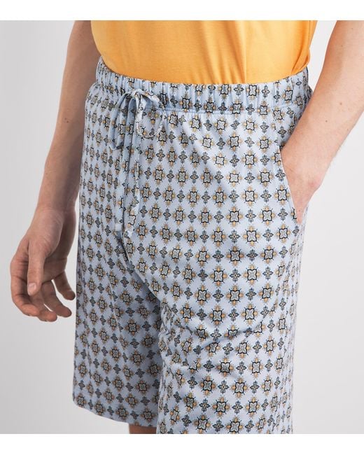 Hanro Blue Cotton Night & Day Shorts for men