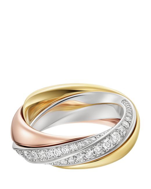 Cartier Metallic Medium, Rose And Diamond Trinity One Ring