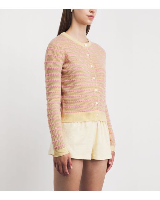 Guest In Residence Blue Cashmere Pebble Stripe Jane Cardigan
