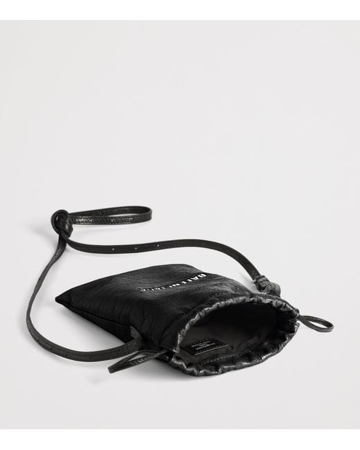 Balenciaga Black Leather Shopper Phone Holder