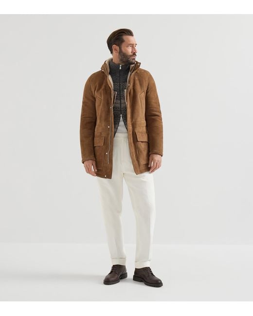 Brunello Cucinelli Gray Jacquard High-Neck Zip Cardigan for men