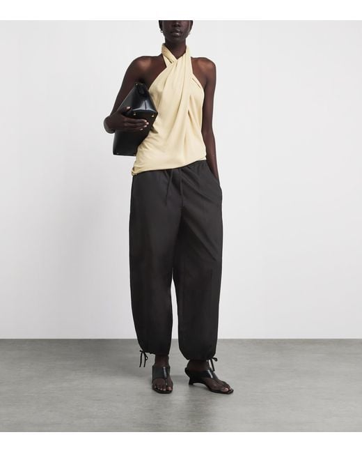 Totême Black Cotton Drawstring Trousers
