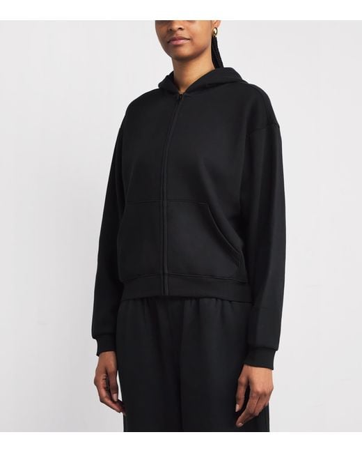 Skims Black Cotton-Blend Fleece Classic Hoodie