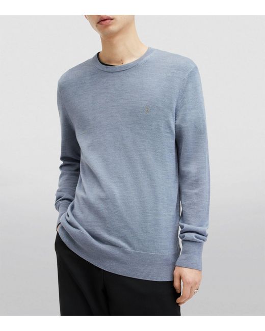 AllSaints Blue Merino Wool Mode Sweatshirt for men