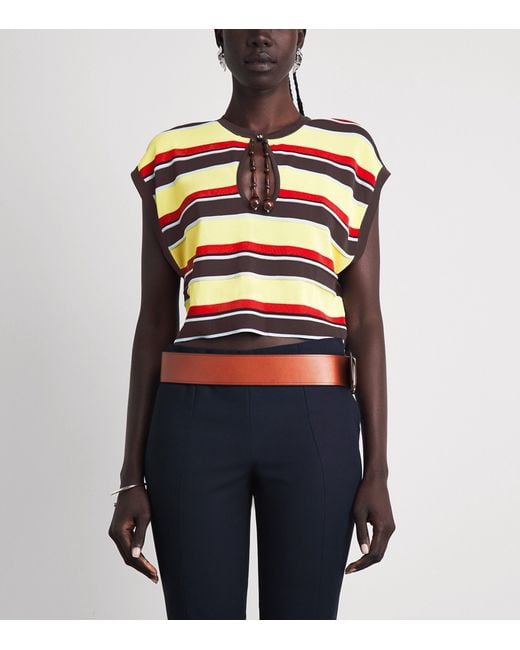 Rabanne Multicolor Stripe Cut-Out Crop Top