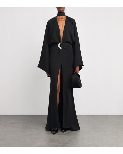 ‎Taller Marmo Black Belted Florida Kaftan Gown