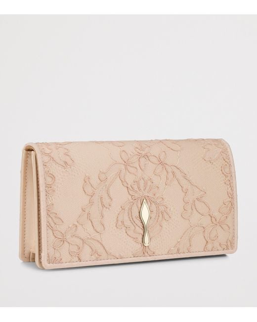 Christian Louboutin Natural Bettina Crepe Satin Lace Clutch Bag