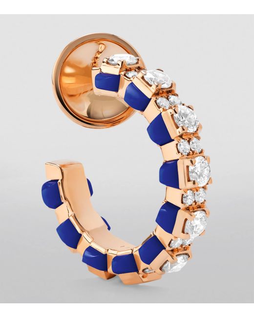 Marli New York Blue Diamond And Lapis Lazuli Tip-Top Hoop Earrings