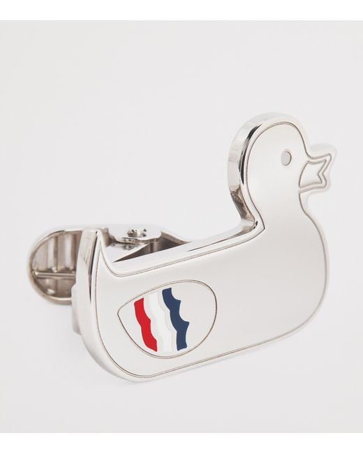 Thom Browne Black Sterling Duck Tie Bar for men