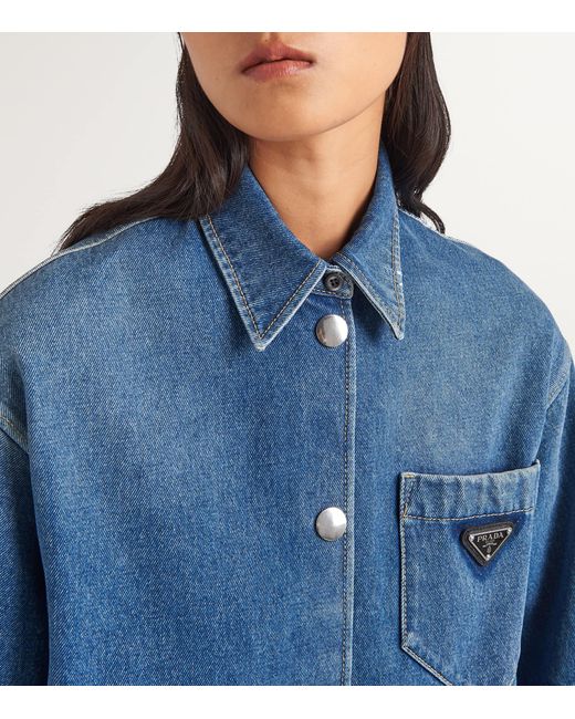 Prada Blue Denim Logo Shirt