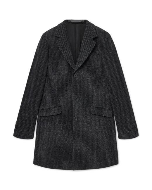 AllSaints Black Wool-Blend Slim Caspian Coat for men