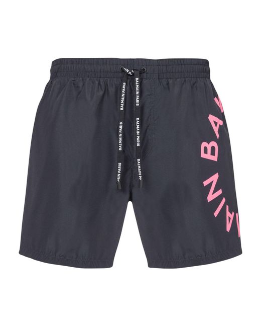 Balmain Blue Logo Swim Shorts for men