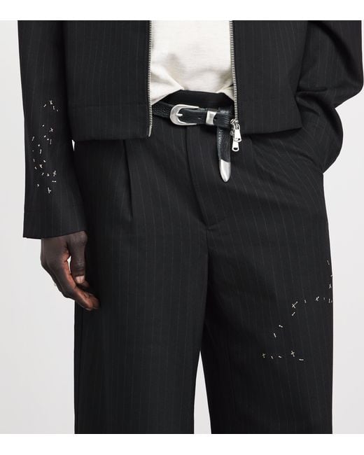 DOMREBEL Black Pinstripe Backstage Trousers for men