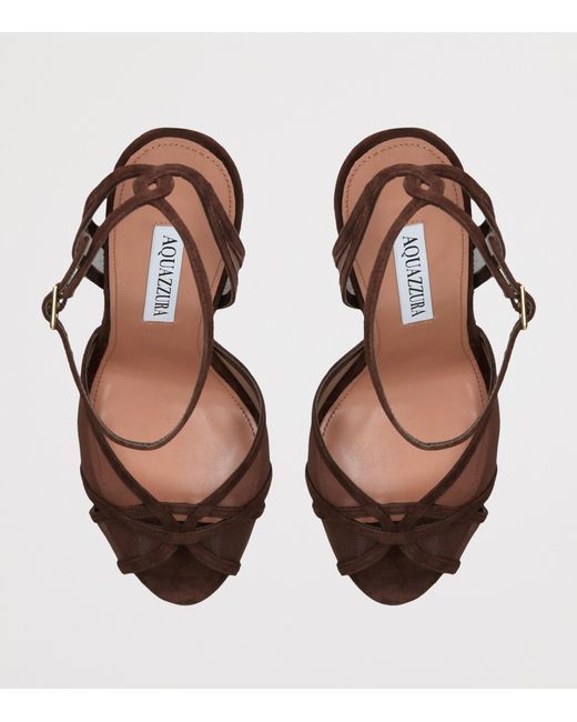 Aquazzura Metallic Suede Shear Heeled Sandals 105
